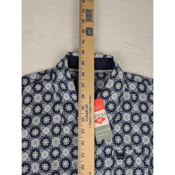 Cinch Long Sleeve‎ Button Up Shirt Womens Large Blue Floral Geometric Print NWT - Picture 6 of 8